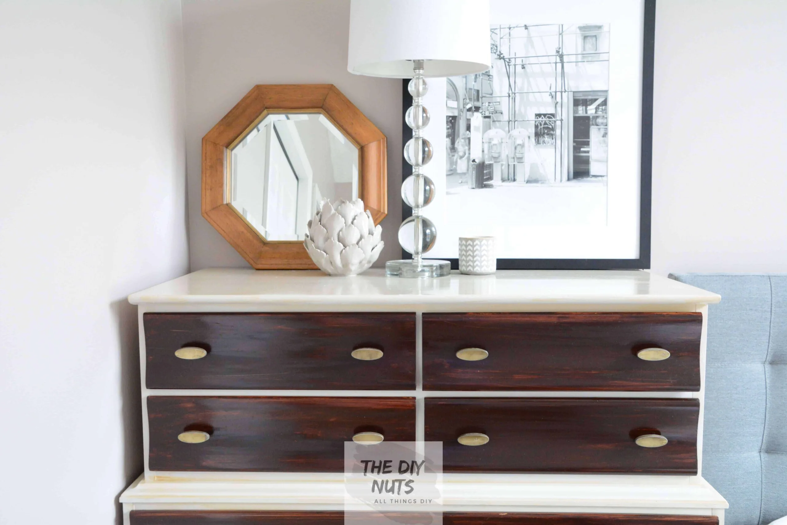 DIY Two-Toned Midcentury Modern Dresser Makeover - The DIY Nuts