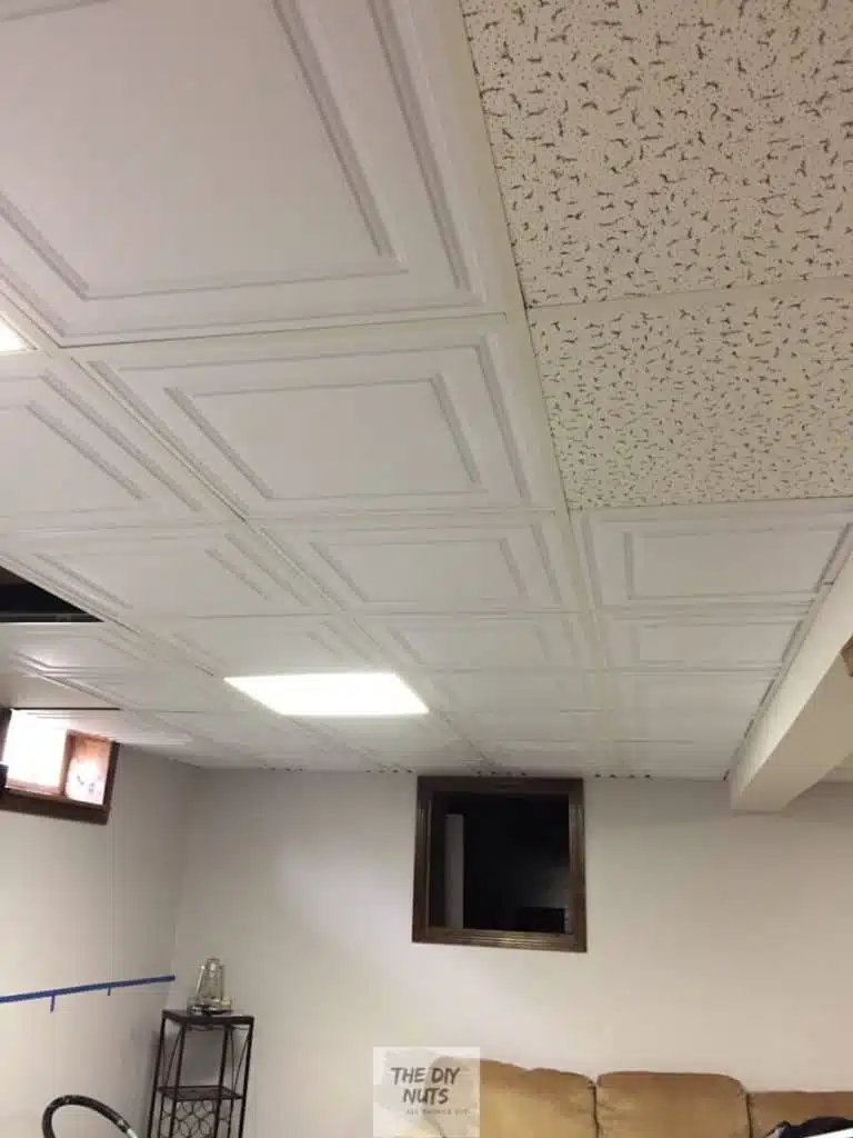 Diy Budget Basement Makeover Ideas Easy Weekend Projects The Nuts - How To Replace Ceiling Tiles In Basement