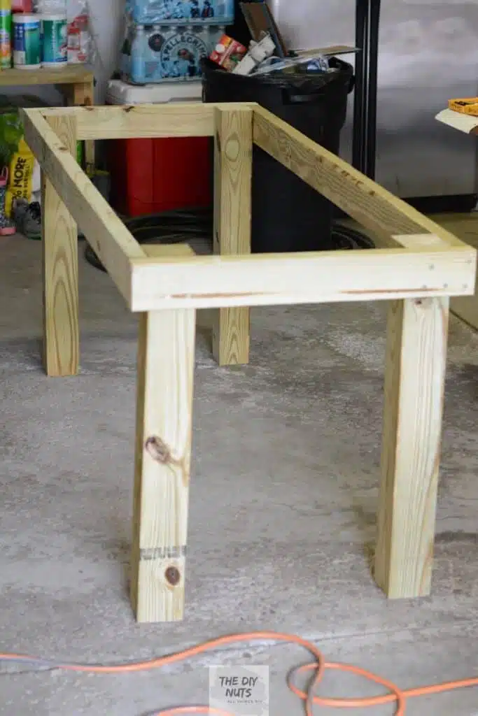Table Frame for DIY Outdoor Furniture before composite decking top goes on.