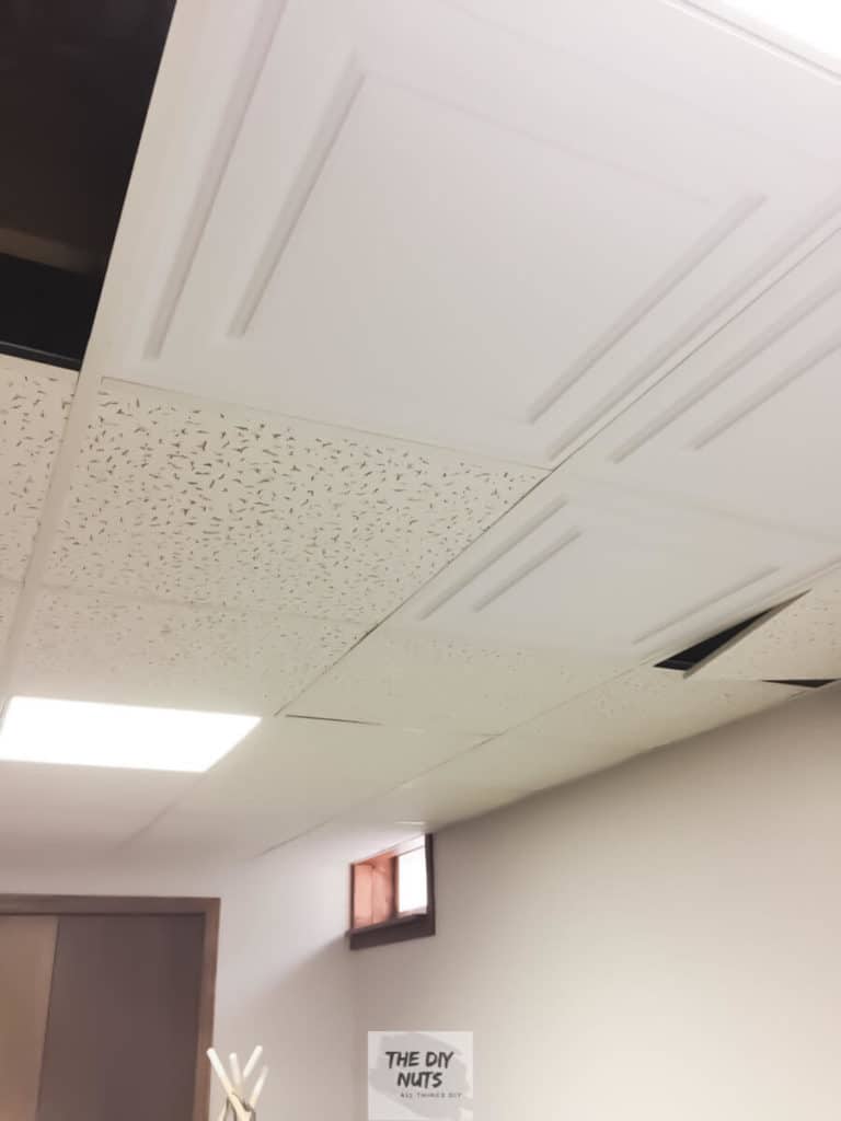 Drop Ceiling Idea For Your Next Diy Basement Project Ceilume Vinyl Tiles Review The Nuts - How To Put Up Ceiling Tiles In Basement