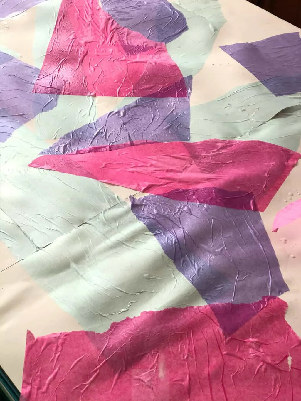 Color Tissue Paper collaged for DIY Children's Wardrobe.