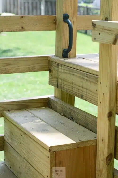 DIY wooden step in swingset