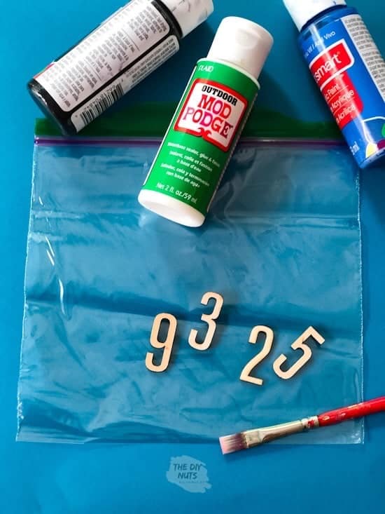 Wooden numbers with craft paint