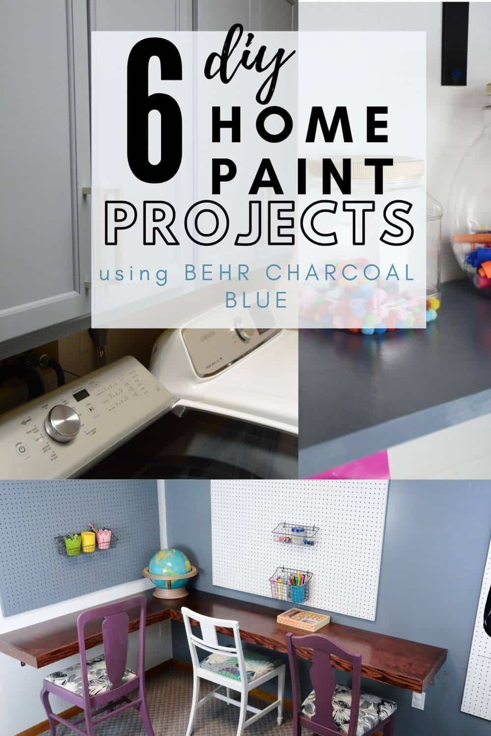 DIY Home paint projects using Behr Charcoal Blue Paint