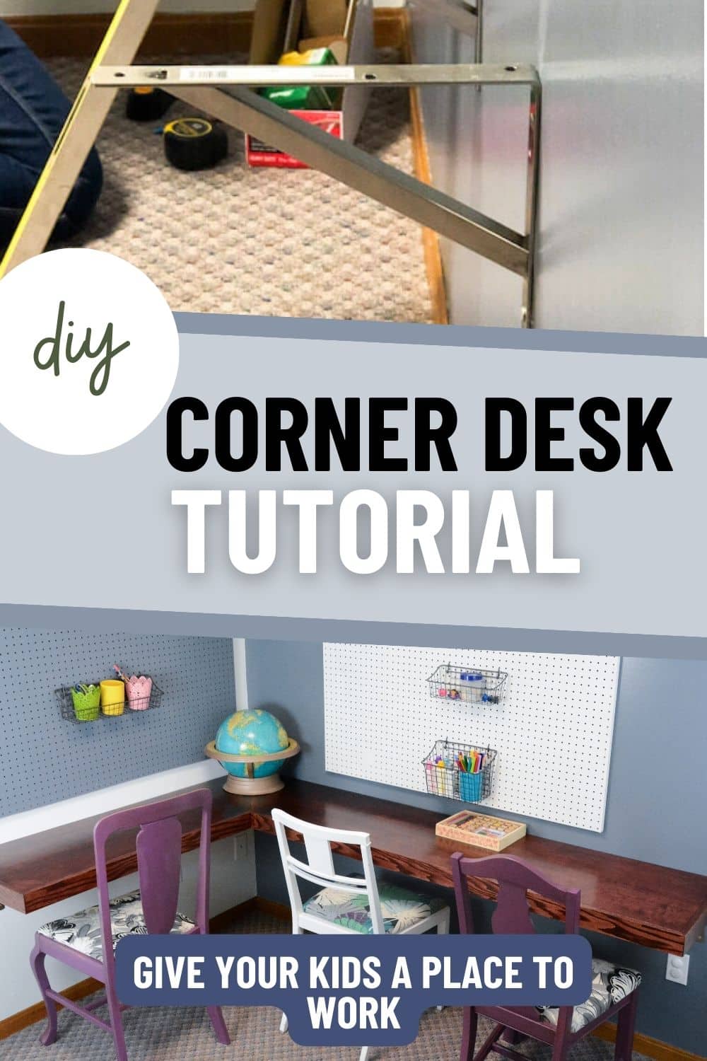 DIY Corner Wood Floating Desk With Simple Brackets - The DIY Nuts