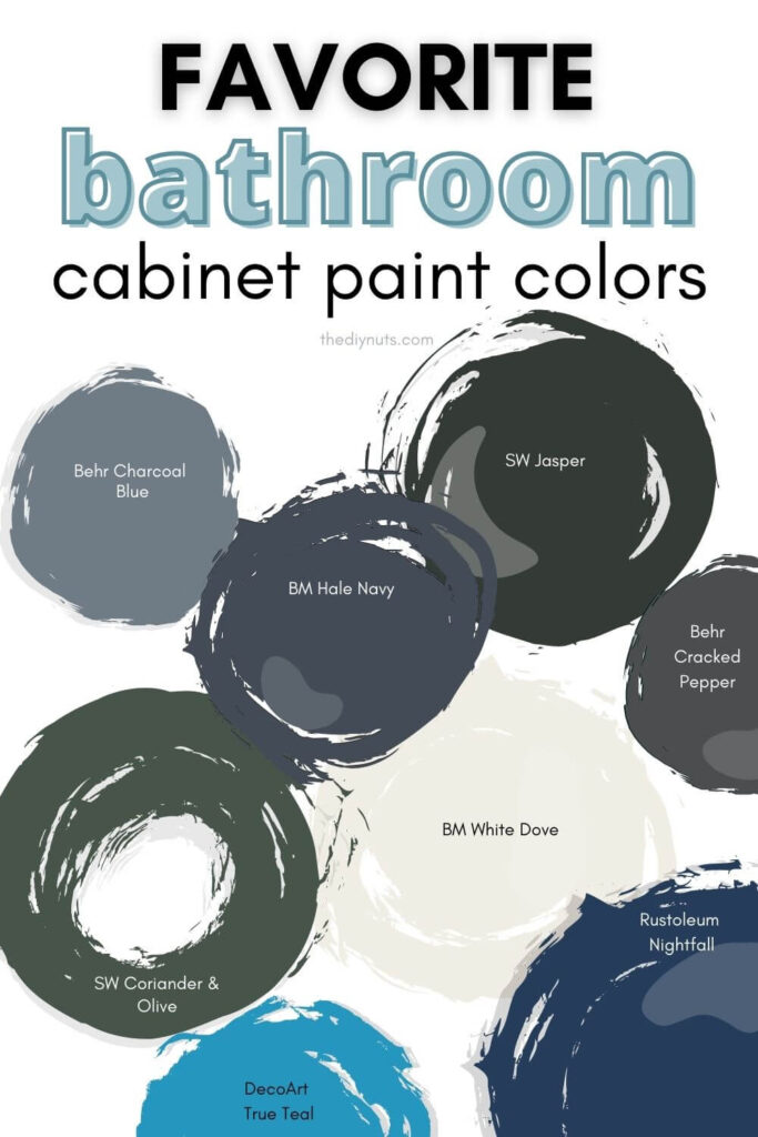 favorite bathroom cabinet paint colors with different blue, green, gray paint colors.
