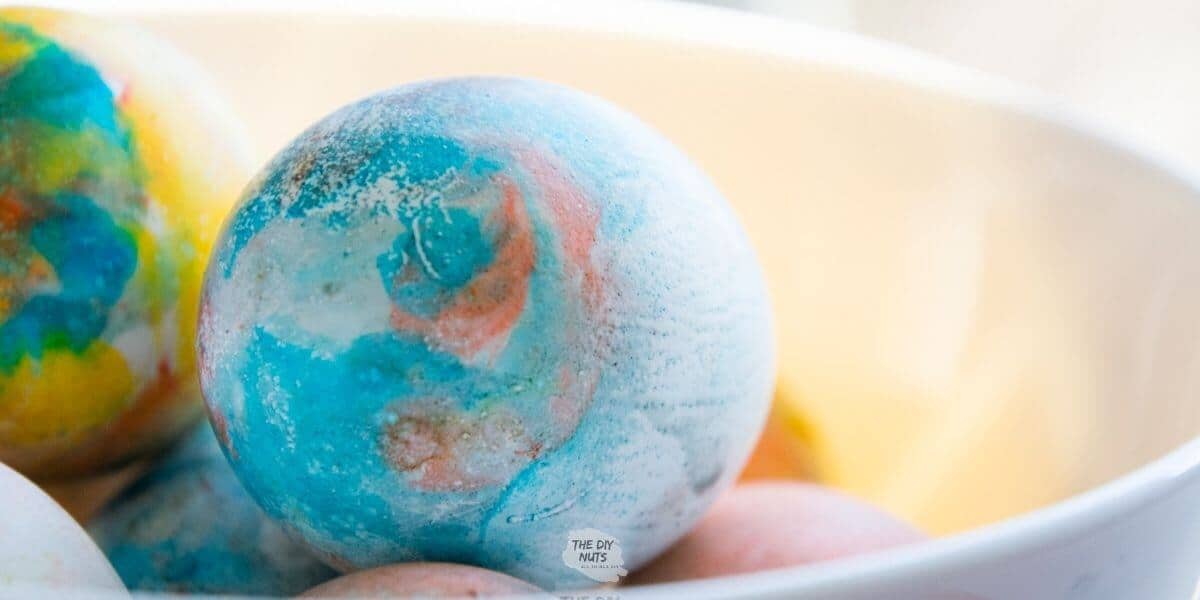 blue with red marbled Easter egg