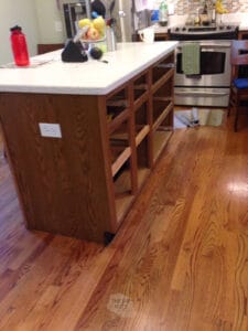 kitchen island with doors and drawers removed