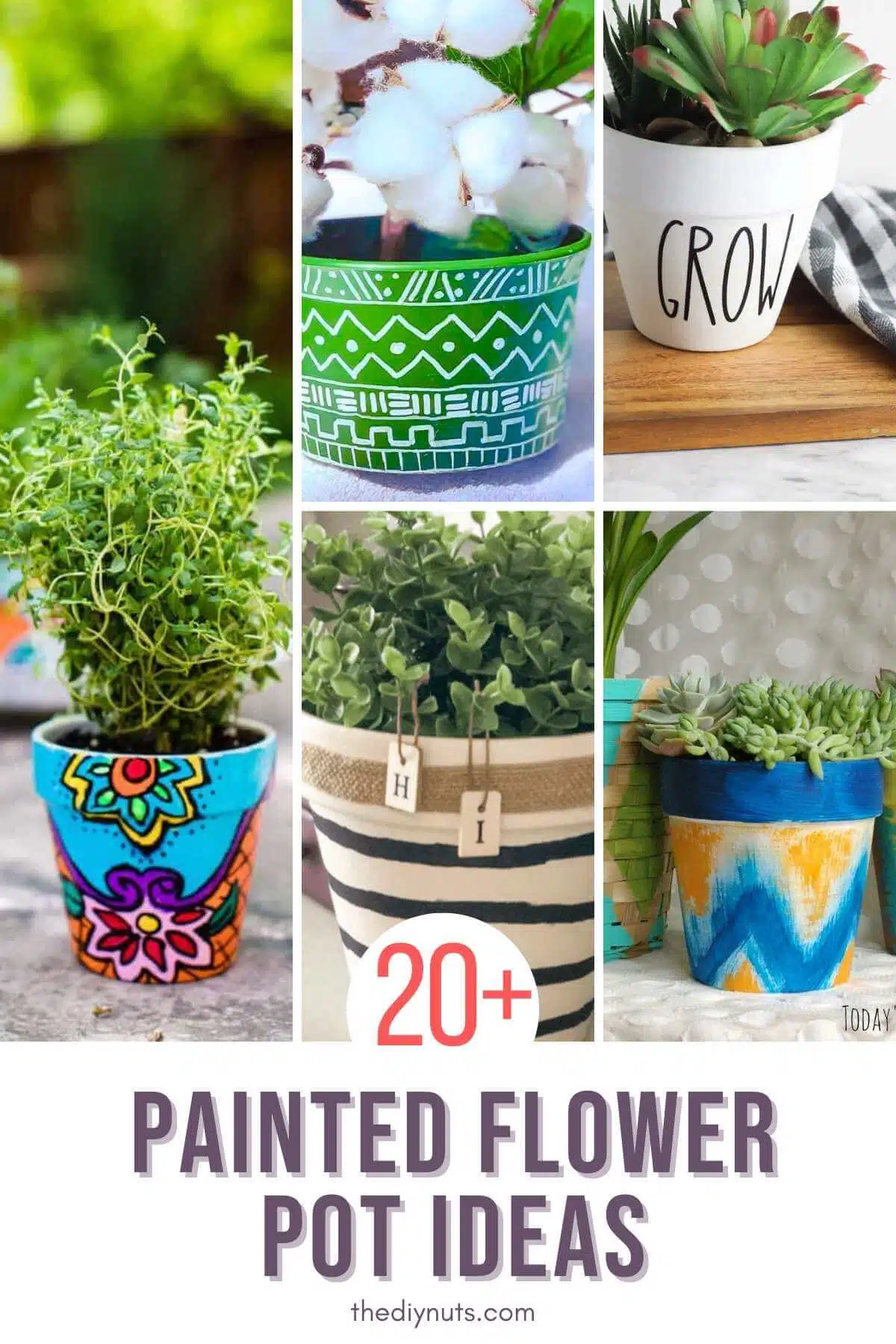 17 painted flower pot ideas with different images of painted flower pots.