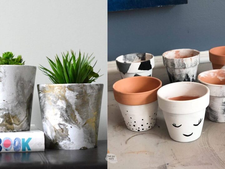different painted terracotta flower pot painting ideas