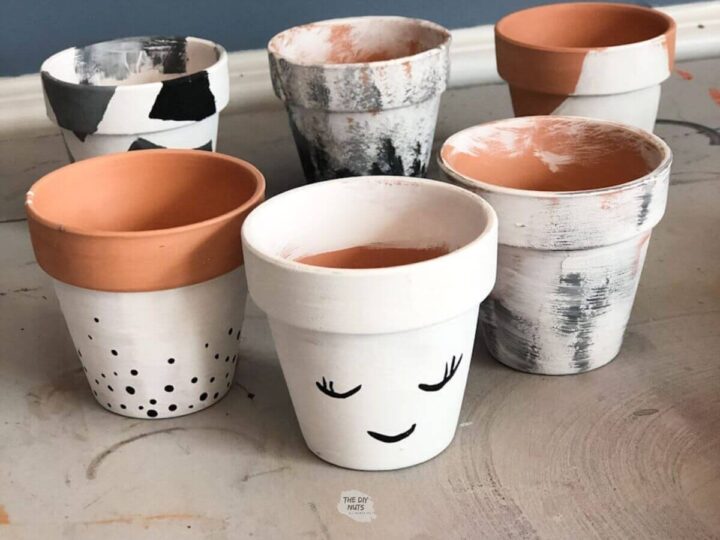 easy painted flower pot ideas black and white