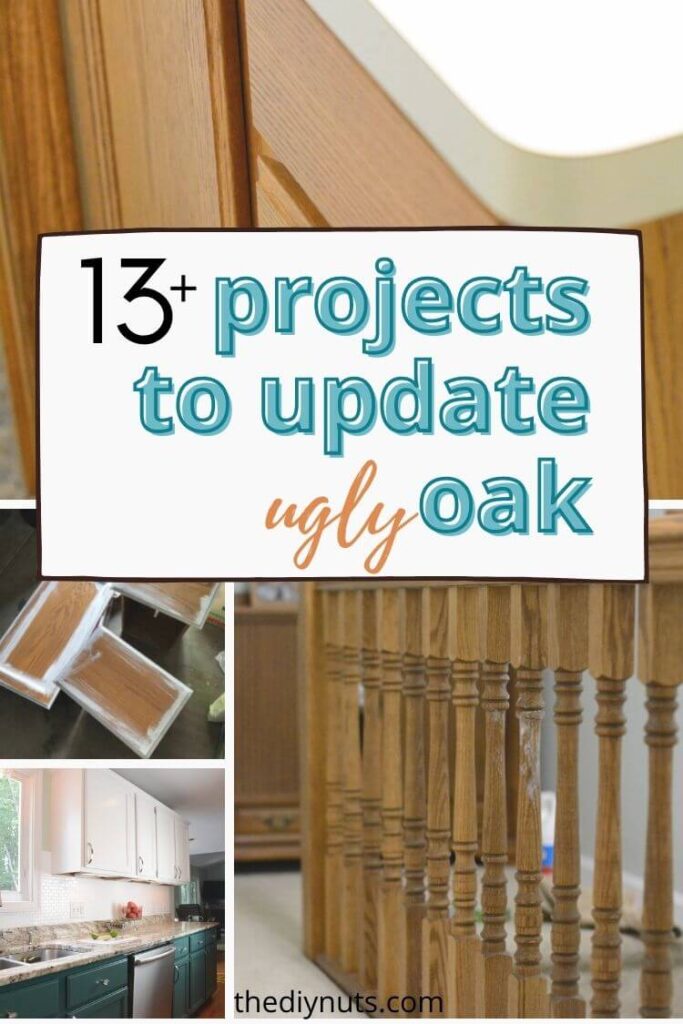 13+ projects to update ugly oak with oak railing and cabinet images