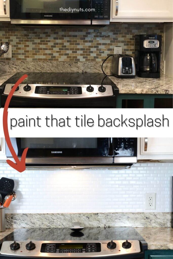 paint that tile backsplash with before and after picture