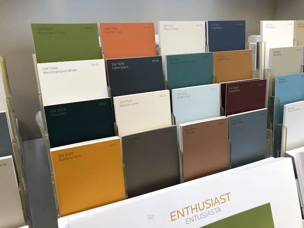 paint chips from Sherwin Williams from the color enthusiast collection.