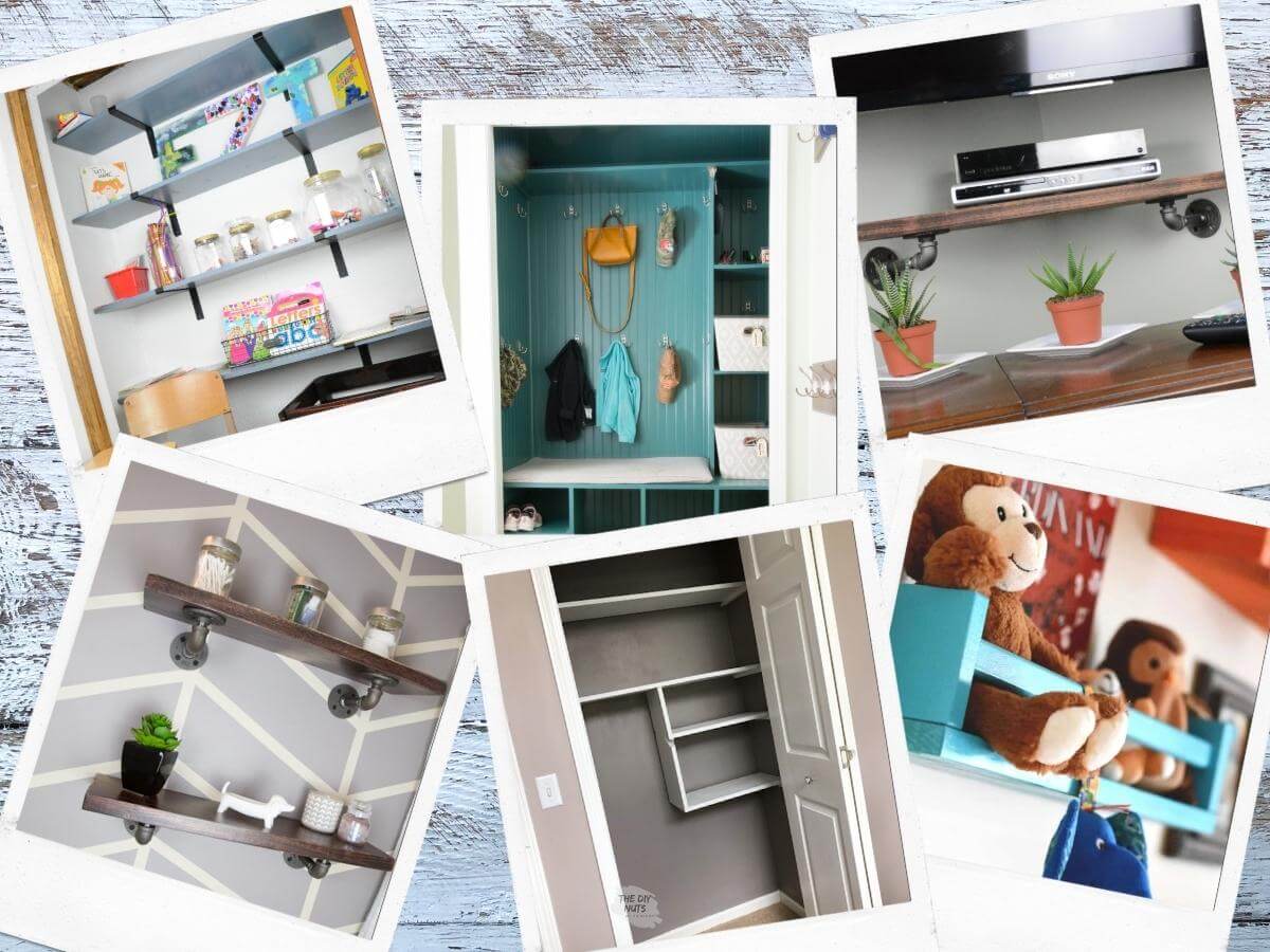 6 different DIY shelves in polaroid frames from wall shelves to easy DIY shelves.