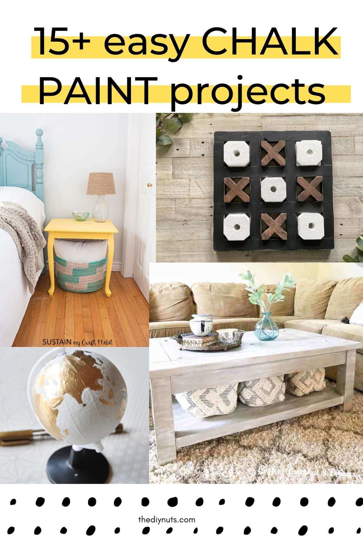 15+ easy chalk paint projects with 4 different images of DIY ideas.