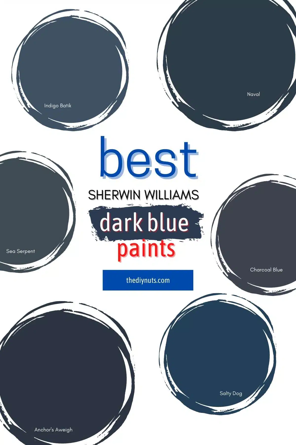 best Sherwin Williams dark blue paints with different tones of blue paint.