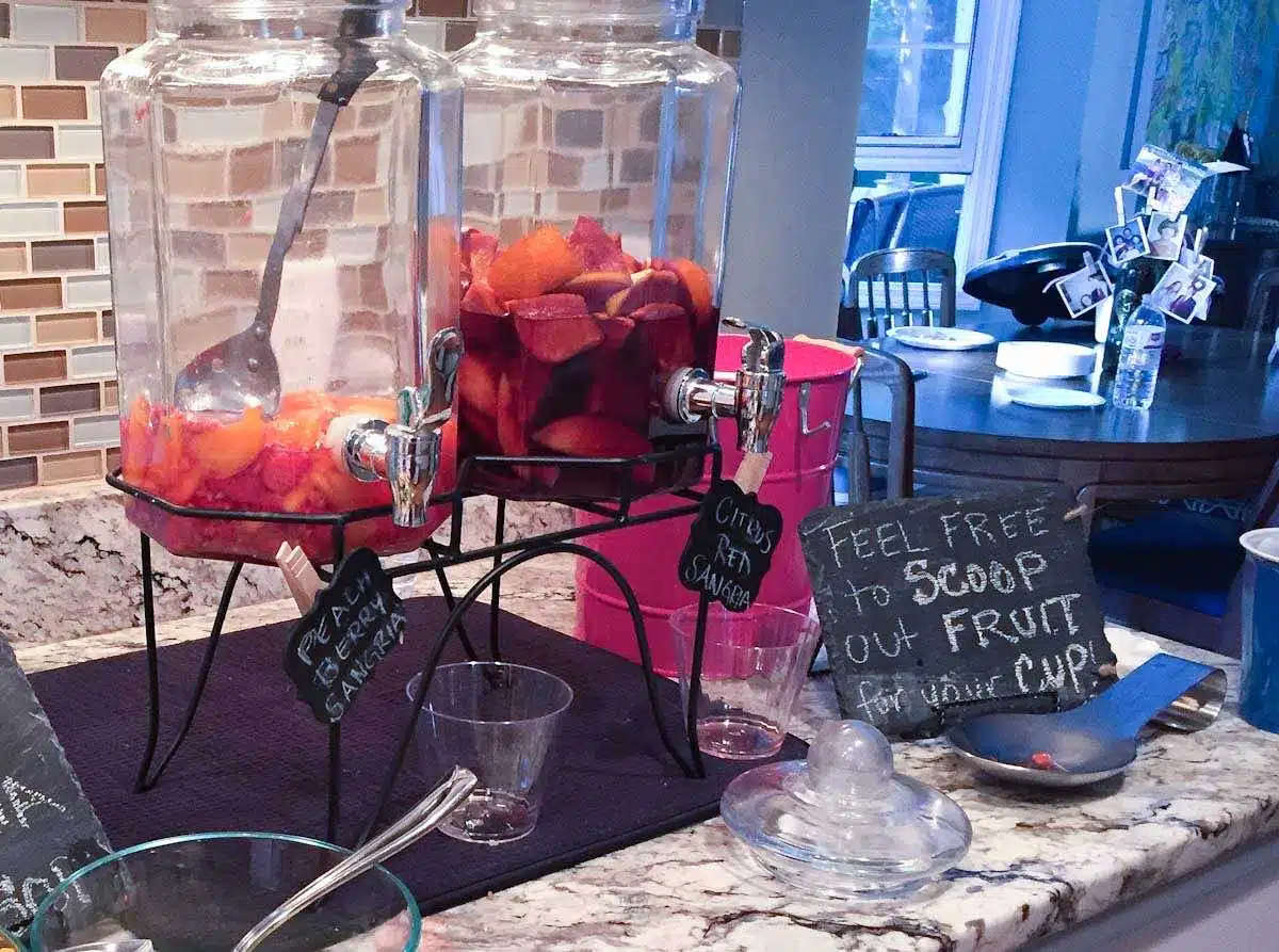 DIY drink station at 40th anniversary wedding party.