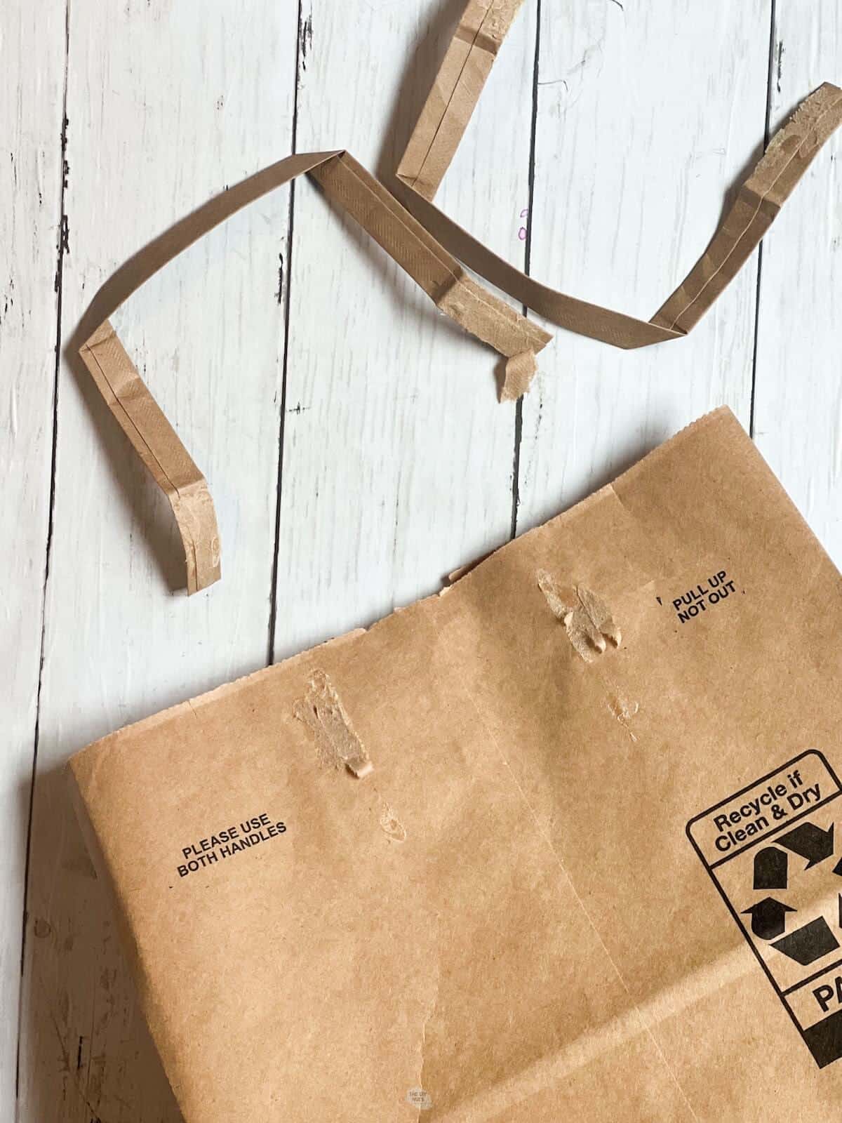 handles removed from brown paper bag.