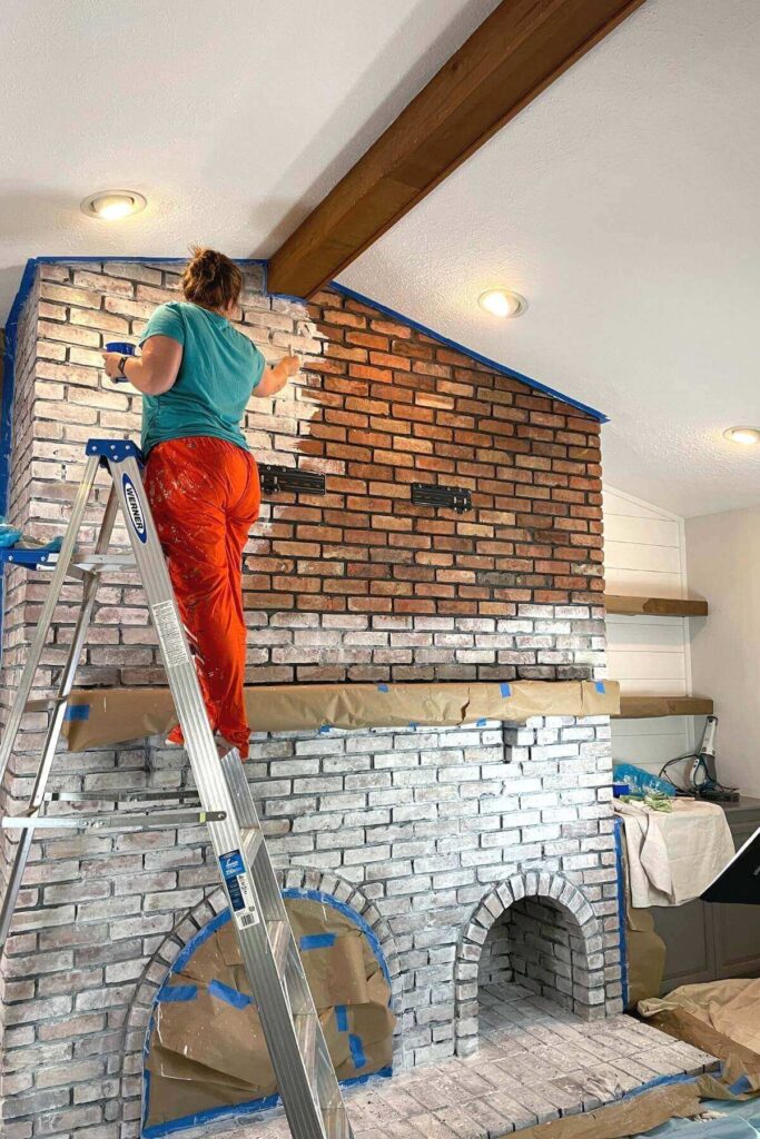 How To Whitewash A Brick Fireplace The DIY Nuts