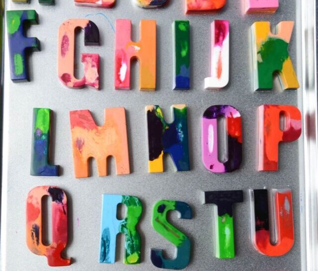 rainbow letter crayon alphabet.