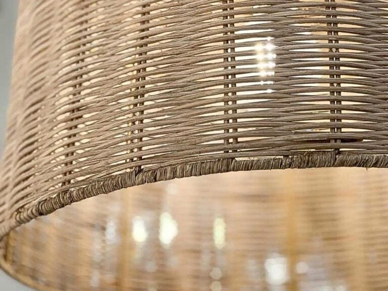 close-up of wicker light.